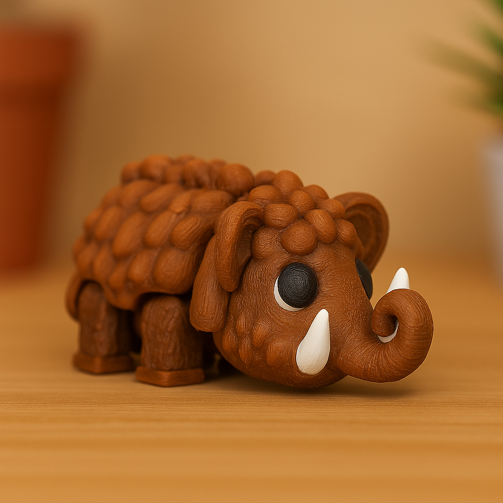 3D Printed Woolly Mammoth Mini – Articulated Prehistoric Desk Pet & Collectible