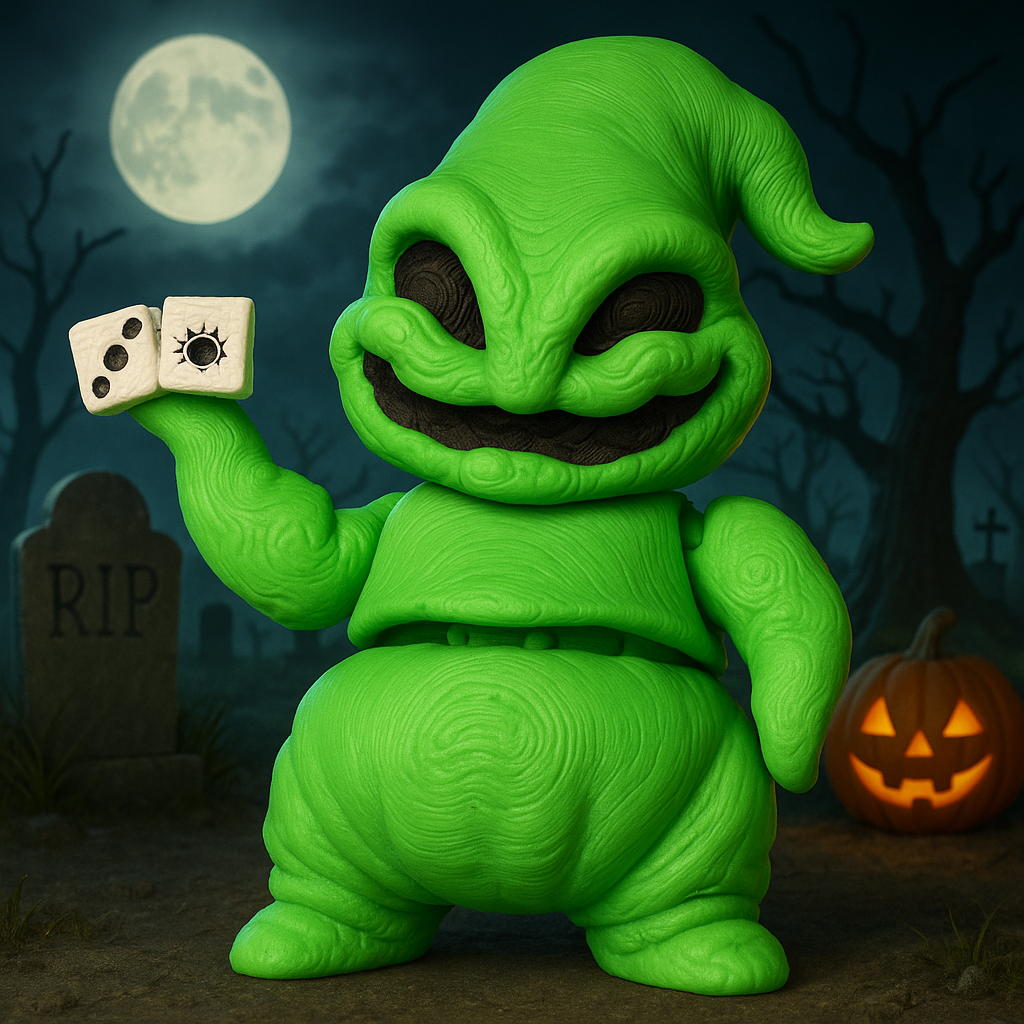 3D Printed Oogie Dice Figurine – Spooky Halloween Collectible & Tabletop Décor