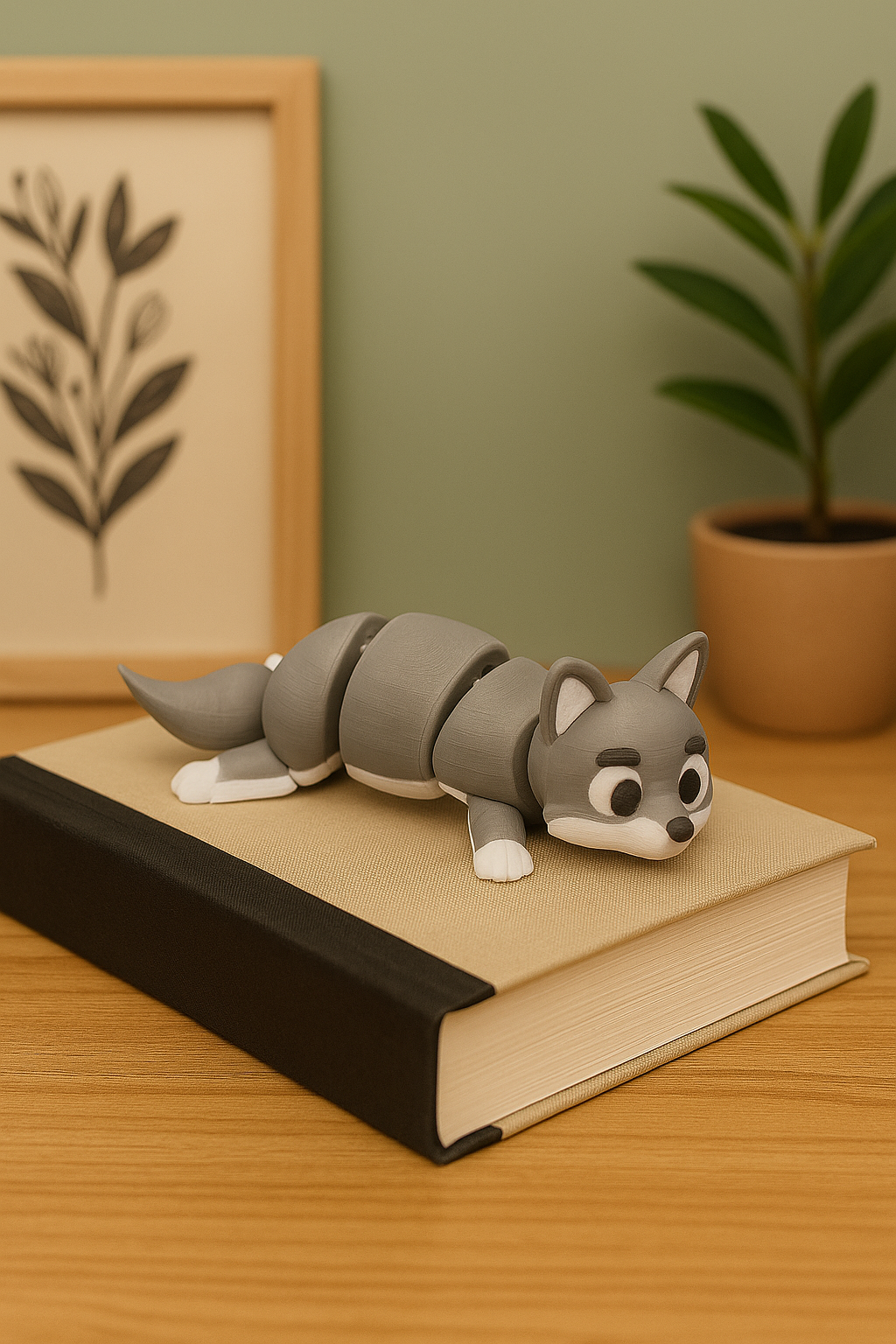 Articulated Silver Fox Mini – 3D Printed Flexi Toy, Desk Pet, Collectible Figure