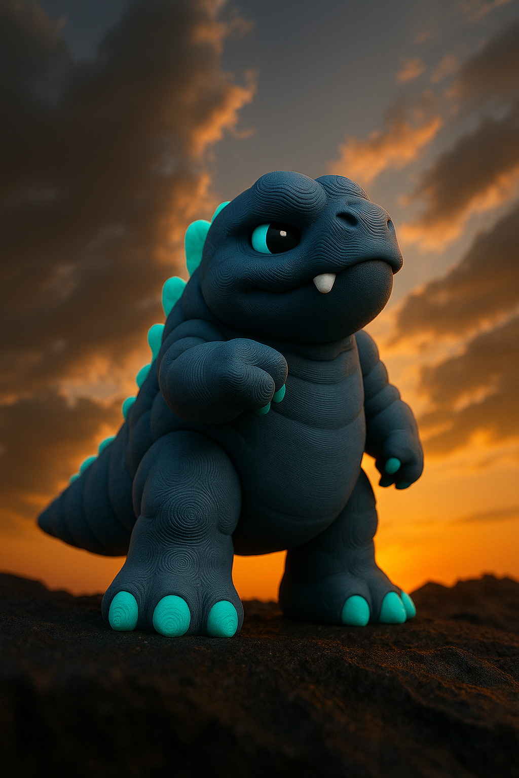 Godzilla-Inspired Collectible Figure – Stylized 3D Printed Kaiju